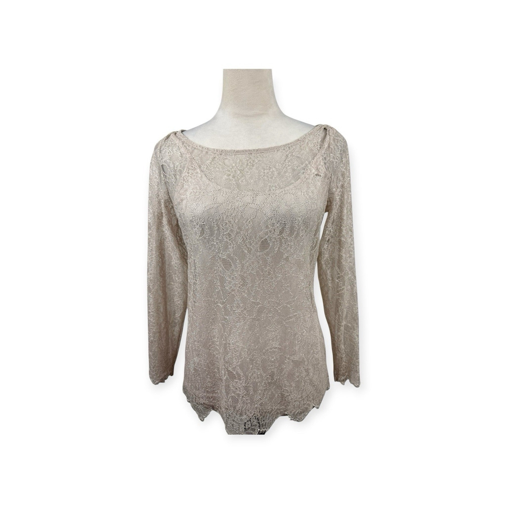 WHBM White House Black Market Pearl Dust Lace 2pc Top Size XS